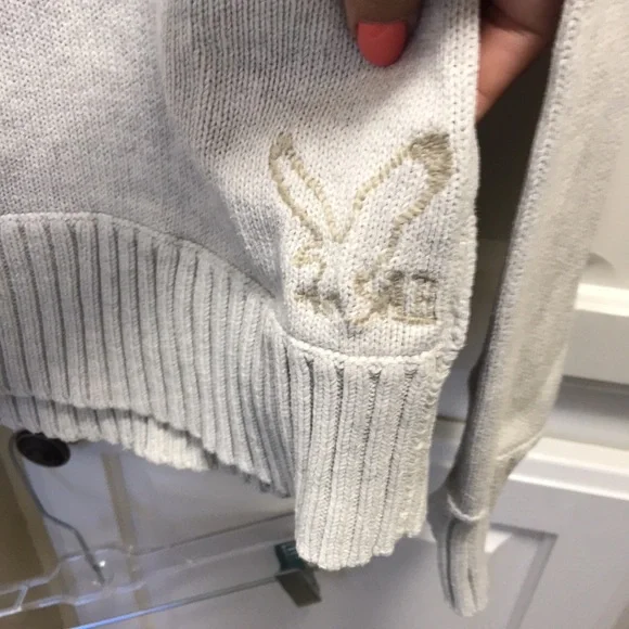 Men’s American Eagle Outfitters 100% cotton cream and grey 1/4 zip sweater - Picture 5 of 8